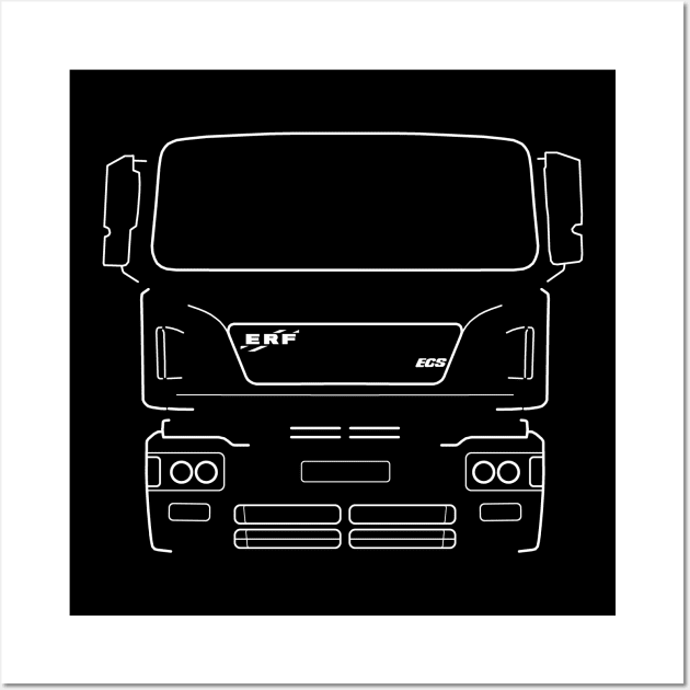 Classic ERF ECS lorry white outline graphic Wall Art by soitwouldseem